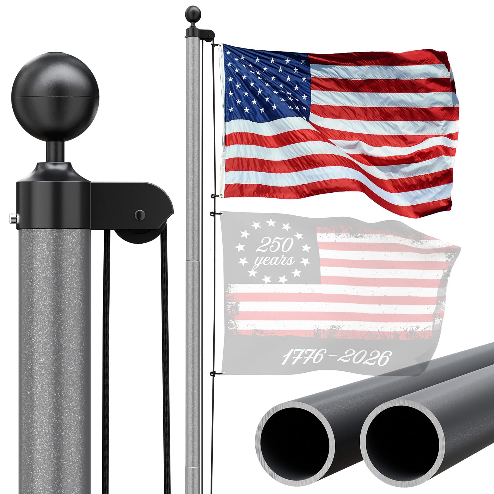 Amazon.com : SCWN 25FT Heavy Duty Flag Pole Kit - Extra Thick 13